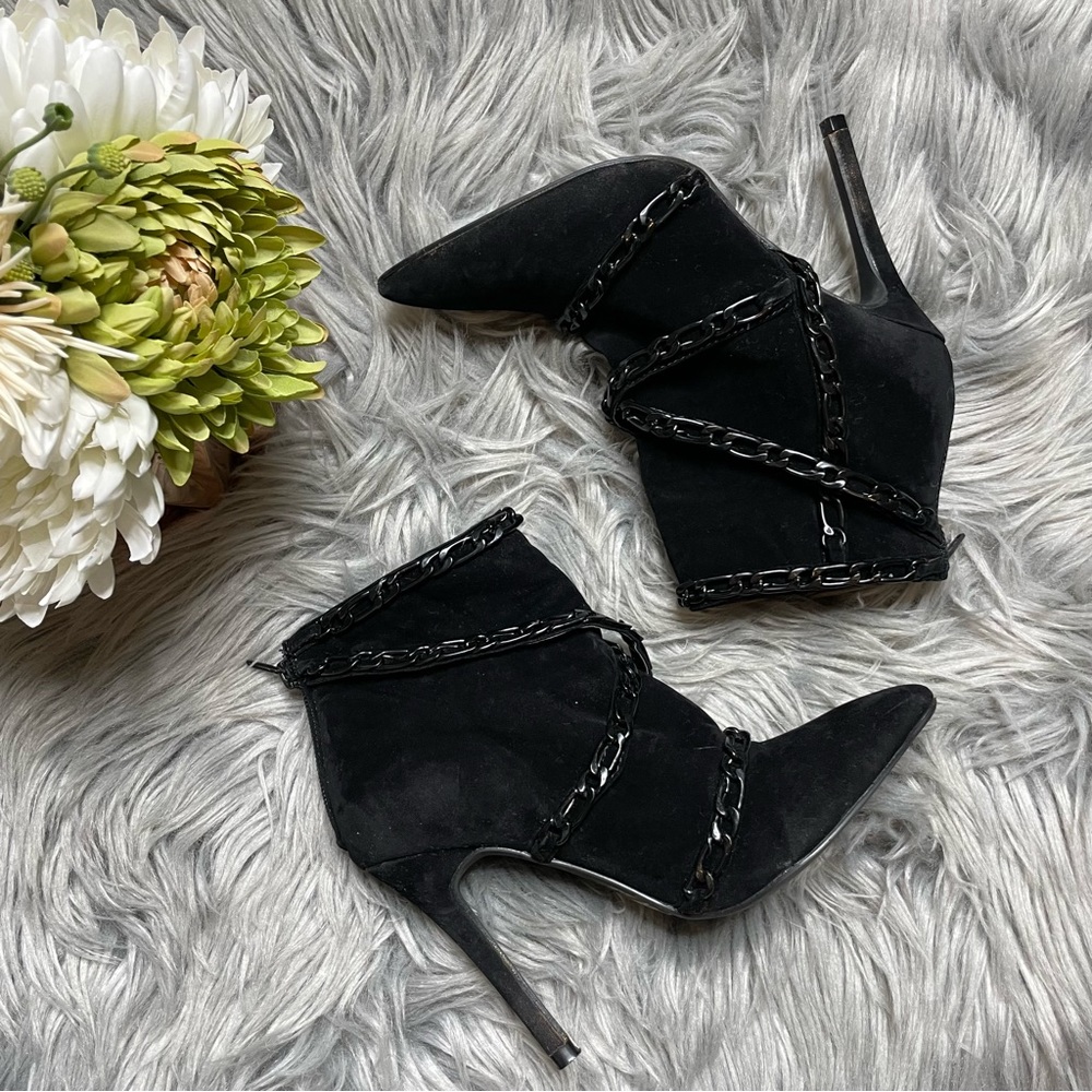 Scene Weaver Black Chain Pointy Booties - image 2